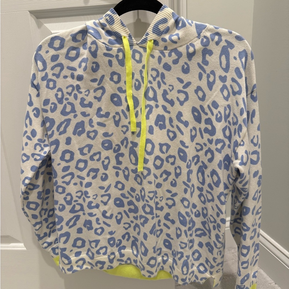Blue and Yellow Animal Print Sweater